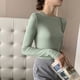 thumbnail image 1 of Camiseta básica de cuello redondo de algodón modal de primavera y otoño para mujer Camiseta interior de manga larga negra de otoño e invierno para mujer, 1 of 6