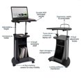 thumbnail image 4 of Scranton & Co Sit-to-Stand Rolling Laptop Cart with Storage in Graphite, 4 of 4