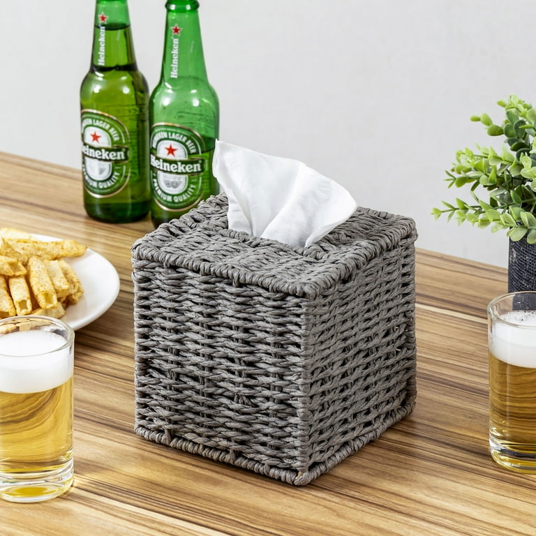 MyGift Decorative Gray Paper Rope Woven Square Tissue Box MyGift Decorative Gray Paper Rope Woven Square Tissue Box