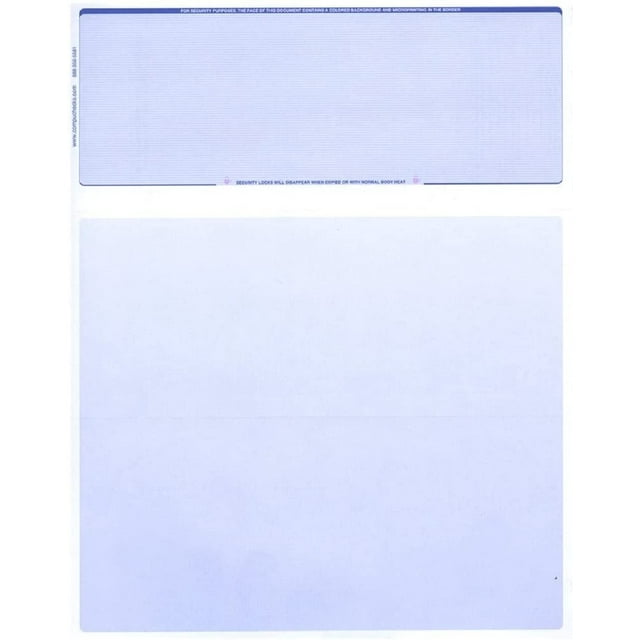 Compuchecks 250 Computer Check Paper Compatible with QuickBooks - Blank Stock Check Paper - Check on Top (Blue Pinstripe)