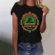 thumbnail image 3 of Tops de Manga Corta para las Mujeres de Ajuste Suelto, Día de la Independencia Negro Impreso, Cuello Redondo Suelto Superior, 3 of 4