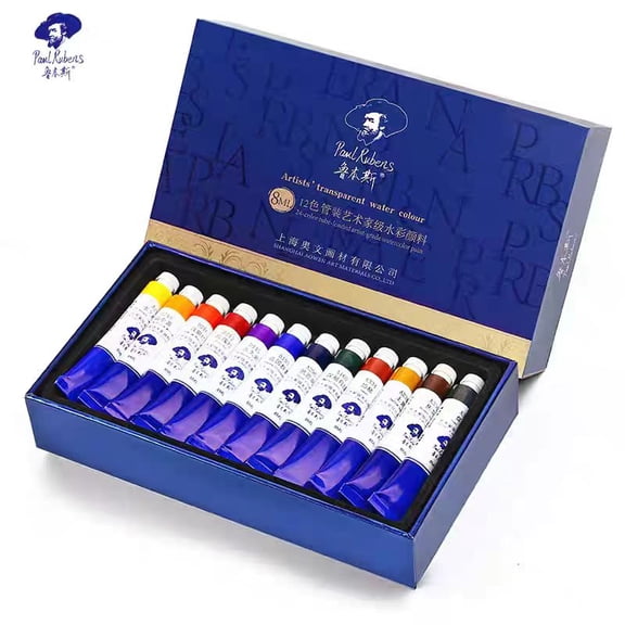 Paul Rubens Artist Grade Watercolor Paint Set, 12 Colors × 8ml Tubes, Professional High Pigment Vibrant Colors for Artists & Hobbyists