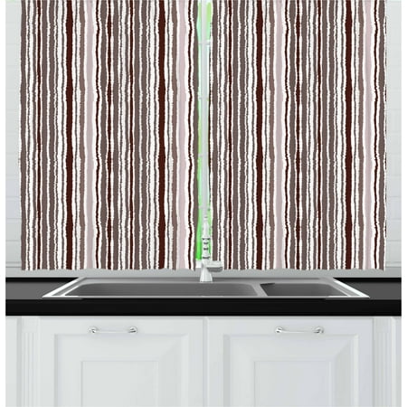 - Geometric Curtains 2 Panels Set, Vertical Lines Torn Paper Style Shred Edge Striped Pattern, Window Drapes for Living Room Bedroom, 55W X 39L Inches, Dark Brown Taupe and Pale Mauve, by Ambesonne