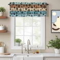 thumbnail image 2 of Blue Brown Wood Grain Valance Curtain for Windows Dog Paw Pattern Vintage Farmhouse Rod Pocket Curtain Valances Short Window Treatments Panels for Kitchen Bathroom Laundry Room Basement 42 x 12 Inch, 2 of 9
