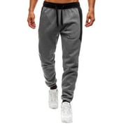 Wyongtao Men's Fitness Long Pants Splicing Printed Overalls Casual Pocket Sport Work Casual Trouser Pants