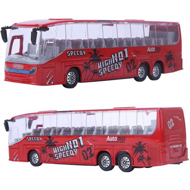 Juguete de autobús de aleación de simulación, modelo de autobús de aleación fundida a presión, juguete de coche con luz y música para niños, niños y niñas, rojo
