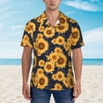 thumbnail image 2 of Honeii Navy Blue Plaid Sunflower Print Men’s Hawaiian Shirt,Classic Button-Down Short Sleeve Shirt, for Beach, Vacation, and Outdoor Activities,Small, 2 of 7