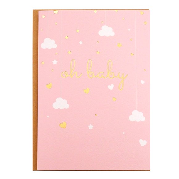 Tarjeta de baby shower CHRIZ.Z Oh Baby! Tarjeta de felicitación rosa