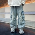 thumbnail image 2 of MKHSQHDG Cool Extended Size Boyfriend Jeans for Boys Fade-Resistant Design with Pockets, Trendy Distressed Look 11-12 Years, 2 of 9