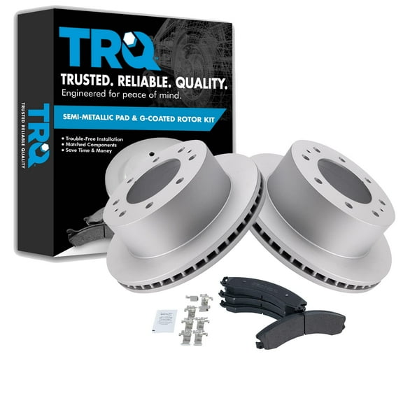 TRQ Rear Metallic Brake Pad & Coated Rotor Kit Fits Select Chevy GMC 2500 3500 HD Truck