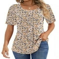 thumbnail image 1 of CHOK Blouses pour Femmes Tunique Plissée à Manches Courtes Hauts Habillés Décontractés Chemises d'Été, 1 of 7