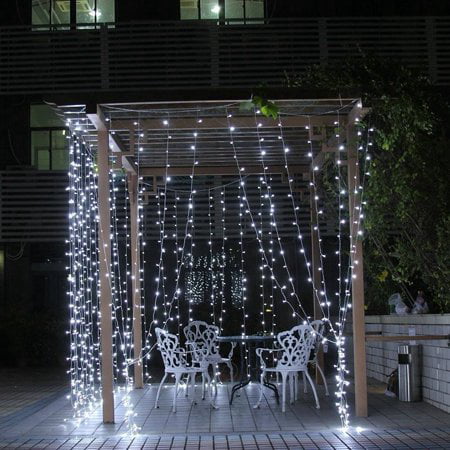 Ktaxon 9.8ft x 9.8ft 300 LED Curtain String Lights, Icicle Fairy Lights 8 Modes-Perfect for Holiday/Christmas Decor, Weddings, Garden, Canopy Bed Curtains ,Cool (Best Christmas Window Lights)
