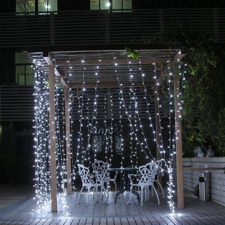 Ktaxon 9 8ft X 9 8ft 300 Led Curtain String Lights Icicle Fairy Lights 8 Modes Perfect For Holiday Christmas Decor Weddings Garden Canopy Bed