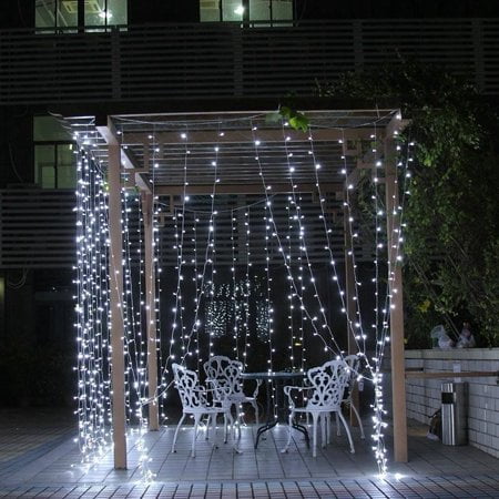 Ktaxon 9.8ft x 9.8ft 300 LED Curtain String Lights, Icicle Fairy Lights 8 Modes-Perfect for Holiday/Christmas Decor, Weddings, Garden, Canopy Bed Curtains ,Cool (Best Way Hang Icicle Lights)