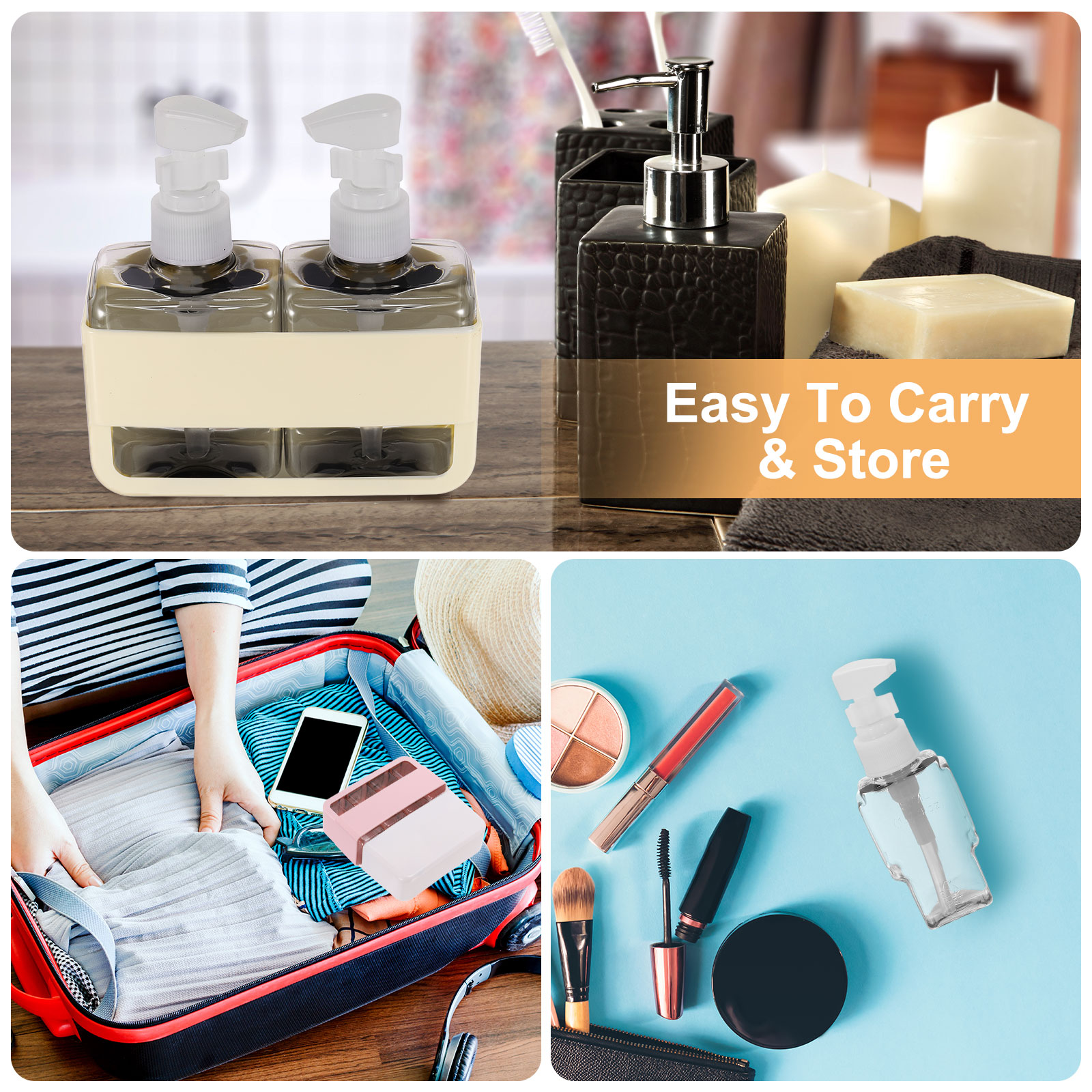 Uxcell Travel Toiletries Bottles Set, Reusable Liquid Bottles Containers Leak Proof Spray & Lotion with Labels - Fitting for (Travel/Hotel/Gym/Perfumes), 2Pcs & 100ml & Beige