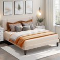 thumbnail image 4 of Jolifa Queen Bed Frame with Wingback Upholstered Headboard,Beige, 4 of 7