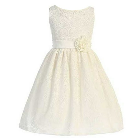 Sweet Kids Girls Off-White Vintage Lace Junior Bridesmaid Dress 7-12