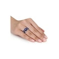 thumbnail image 2 of 4.49 Carat (Ctw) Lab-Created Blue Sapphire Flower Band Ring in Sterling Silver for Women, 2 of 6