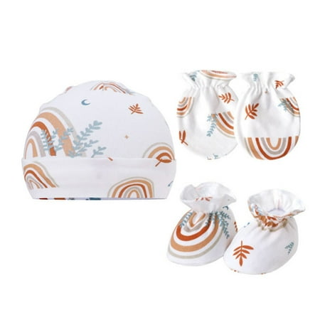 

QUSENLON Newborn Baby Hats Soft Baby Mittens and Socks Set Cotton Baby Fetal Caps Baby Beanie Hats No Scratch Mittens for Infants