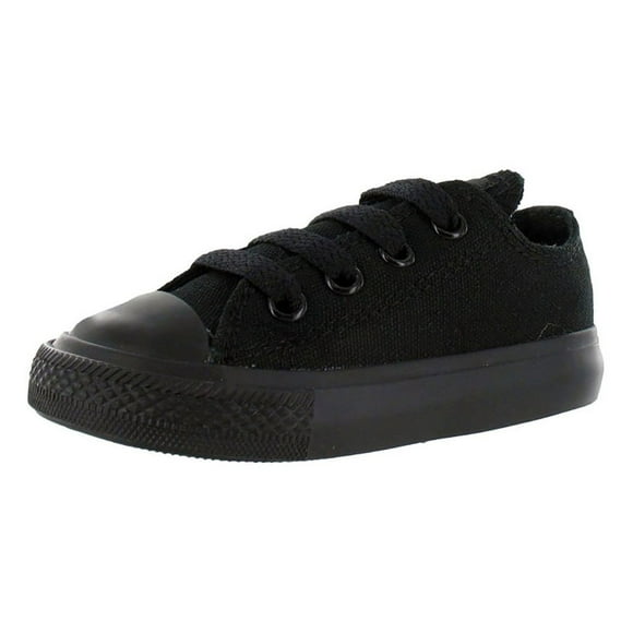 Converse Kids' Chuck Taylor All Star Canvas Low Top Sneaker, Black Monochrome, 6 M US Toddler