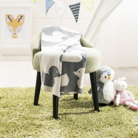 UPC: 0889048687141 | SAFAVIEH Duckie Cotton 32 x 40 Baby Throw Grey/Ivory
