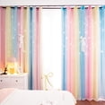 thumbnail image 2 of Bailu 2 Panels Stars Blackout Curtains for Bedroom Girls Kids Baby Window Curtain Double Layer Star Cut Out Aesthetic Living Room Decor Wall Home Decorations Curtain,W52 x L72 Inches,Blue & PinK, 2 of 6