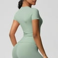 thumbnail image 5 of Htigea Seamless Short Sleeve Shirts for Women Breathable Running Workout Tops Athletic Gym Yoga Basic T-Shirts Green,S, 5 of 6