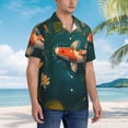 thumbnail image 5 of Balery Koi Pond Lilies Print Men's Hawaiian Shirts Short Sleeve Beach Shirt Relaxed Fit Vacation Button Down Shirts-3X-Large, 5 of 9