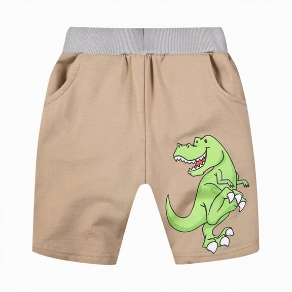 Kogui Boys Knit Cargo Shorts Boys' Cotton Shorts with Pockets for Kids Sleep Casual Lounge Size 6-7 (Khaki,6-7 Years)