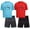 Red/Aqua Big Shark, variant on iXtreme Boys' Rash Guard Set - 4 Piece UPF 50+ Swim Shirt and Bathing Suit Trunks (5-14)