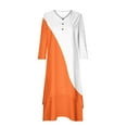 thumbnail image 4 of Funicet Womens Plus Size Boho Dresses Retro Button Dress V Neck 3/4 Sleeve Color Block Bohemian Maxi Dresses Irregular Hem Wrap Evening Dresses, 4 of 5