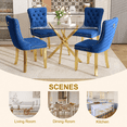 thumbnail image 5 of 47 Inch Glass Dining Table Set for 4, Modern Rectangular Glass Kitchen Table with 4 Upholstered Velvet Chairs, Space-Saving Dining Room Set for Living Room, Kitchen, Apartment - Blue Gold, 5 of 8