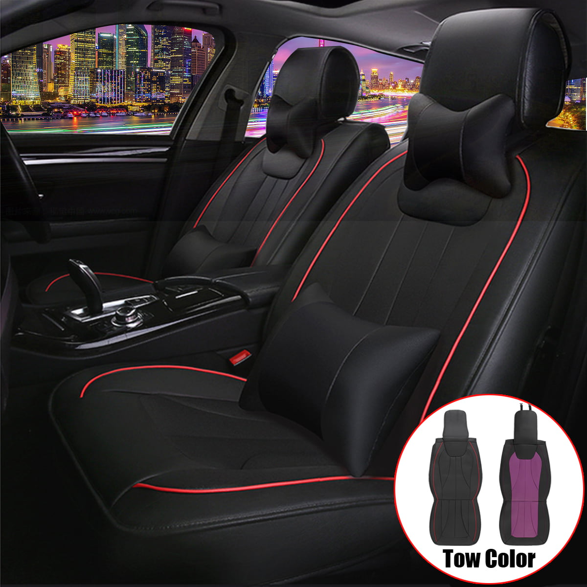 9pcs//Set Universal Car Seat PU Leather Cover 5 Seats Full Front Rear Cushion