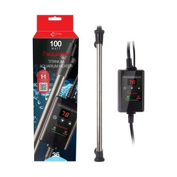 Aquatop 100 Watt Titanium Aquarium Heater with Digital Controller for Fish Tanks up to 35 Gallons, TH-C100