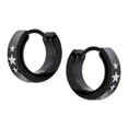 thumbnail image 2 of Bling Jewelry Mens Mens Earrings Black IP Stainless Steel Biker Jewelry USA Stars Hoop Huggie, 2 of 6