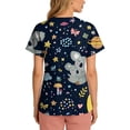 thumbnail image 6 of Kixjoy Scrubs Tops for Women Plus Size Short Sleeve V Neck Scrubs Animal Printed Stretchy Medical Shirts Casual Lightweight Womens Uniform Tops with Pockets, Dark Blue 5XL, 6 of 6