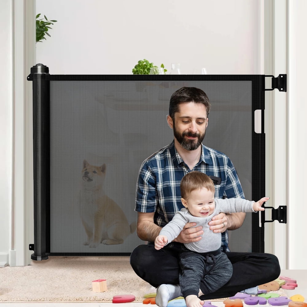 34inch Baby Safety Gate Extra Wide Walk Thru Baby Gate, Retractable