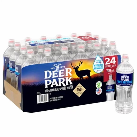 DEER PARK Sport Cap 100% Natural Spring Water, 23.7 fl oz Bottles (24 Count)