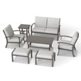 thumbnail image 2 of 7 Piece Aluminum Patio Furniture Set, Outdoor Armchairs with Ottomans and Loveseat, Outdoor Sectional Sofa with Side Table and Coffee Table, Garden Conversation Set for Lawn, 2 of 6