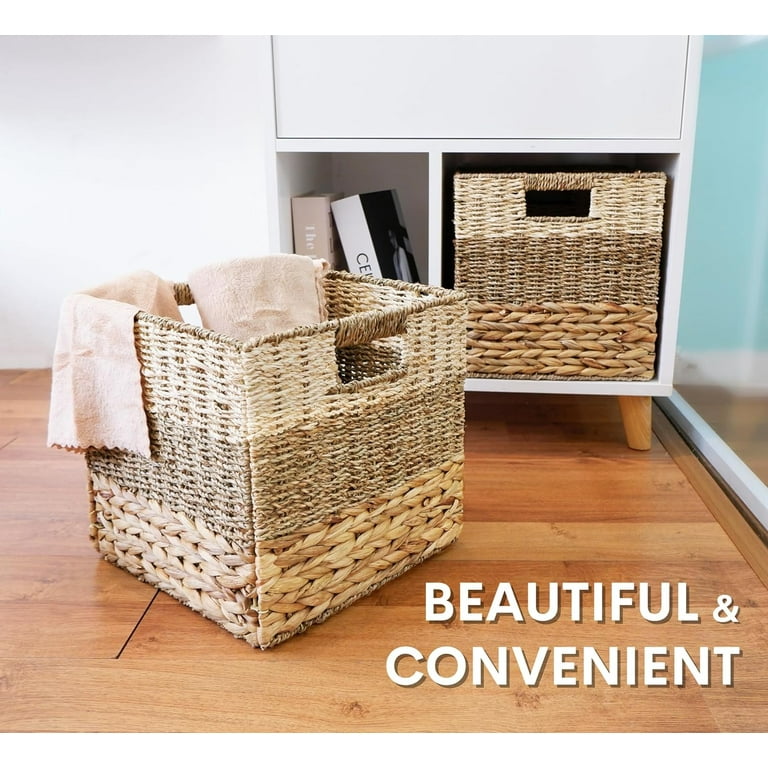 13x13 Storage Cube Bins, Wicker Storage Basket for Cube Shelf