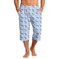 thumbnail image 2 of Mens Swim Trunks Men's Casual Hawaiian Print Drawstring Cropped Capri Pants Resort Print Swim Trunks with Elastic Waist Summer Beach Shorts for Vacation Spring Travel Light Blue XL, 2 of 9