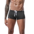thumbnail image 2 of JoveMarine Men's Quick Dry Swim Trunks with Drawstring Low Waist Boxer Shorts for Hot Spring Beach and Swimming Solid Color Black L, 2 of 6