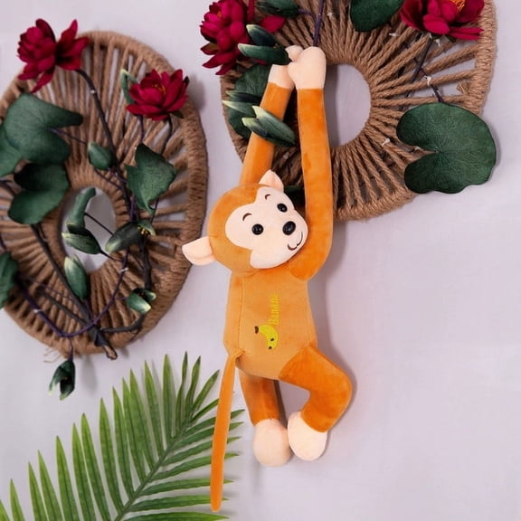 Long Arm Monkey Plush Car Ornament Funny Hanging Doll with Flexible Arms for Rearview Mirror Cute Car Interior Decor Birthday Gift for Men Women