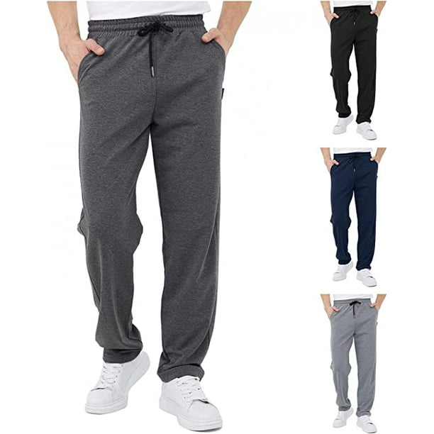 Sweatpants for Men with Pockets,Casual Men's Pants Plus Size Loose Elastic  Waist Drawstring Joggers Pant 