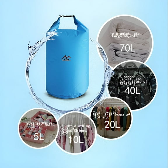 GJX 5L/10L/20L/40L/70L Outdoor Dry Waterproof Bag, Dry Bag Sack Waterproof Floating Dry Gear Bags For Boating Fishing Rafting Swimming