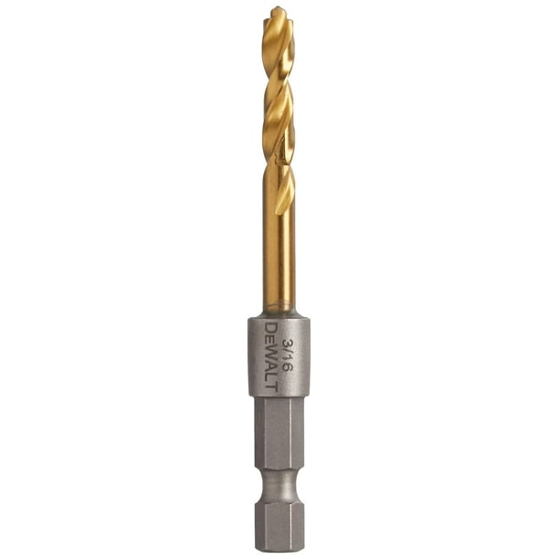 Broca DEWALT DD5112, resistente a impactos, nitruro de titanio, 3/16 pulgadas