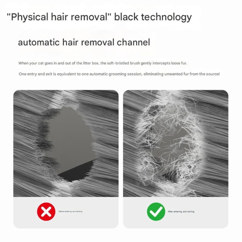 Automatic Hair Collector Brush For Cats Litter Box Gentle Bristles Safe For Cats Cleaning Open Style
