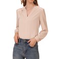 thumbnail image 5 of Allegra K Women's V Neck Lace Trim Casual Ladies Tops Work Office Fashion Long Sleeve Blouses, 5 of 6