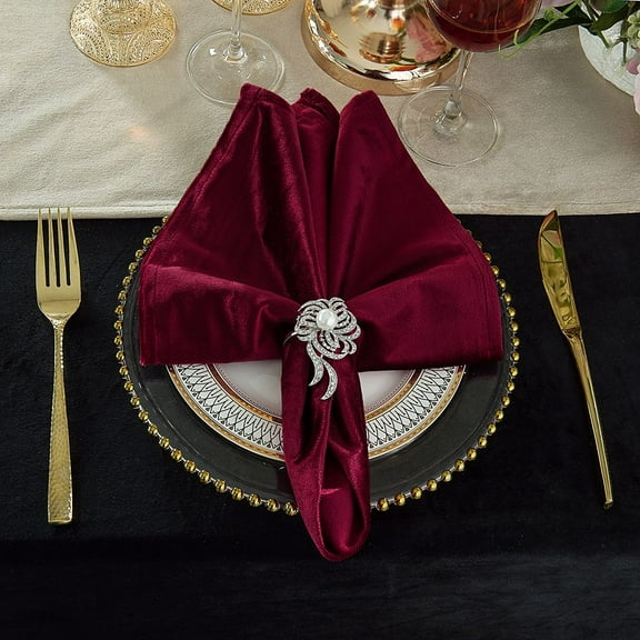Wedding Linens Inc. (10 pcs) Wholesale 20" x 20" Italian Velvet Napkins - Burgundy