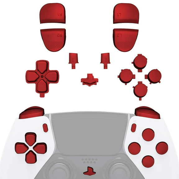 eXtremeRate Replacement Full Set Buttons Compatible with ps5 Edge Controller, Scarlet Red D-pad Share Options Home Face Buttons R1 L1 R2 L2 Triggers Compatible with ps5 Edge Controller